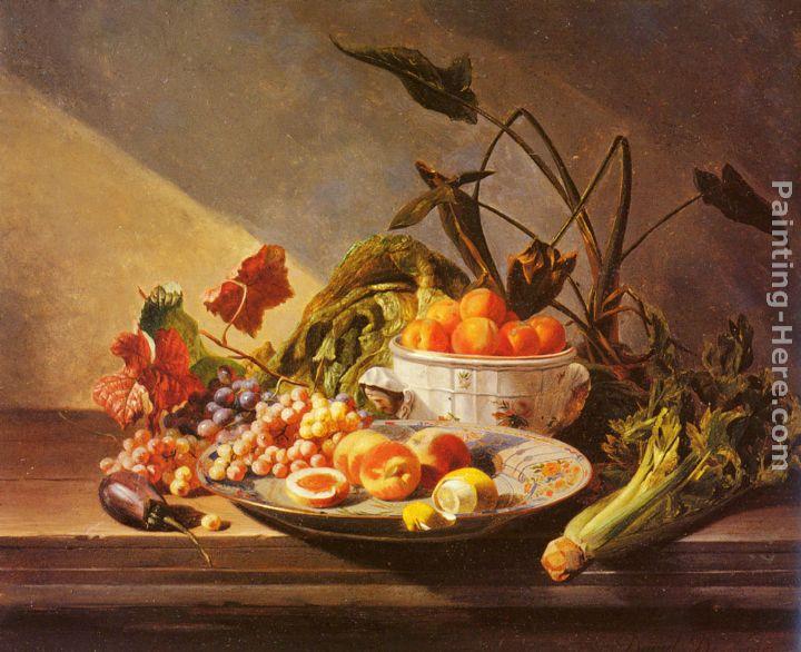David Emile Joseph de Noter A Still Life With Fruit And Vegetables On A Table